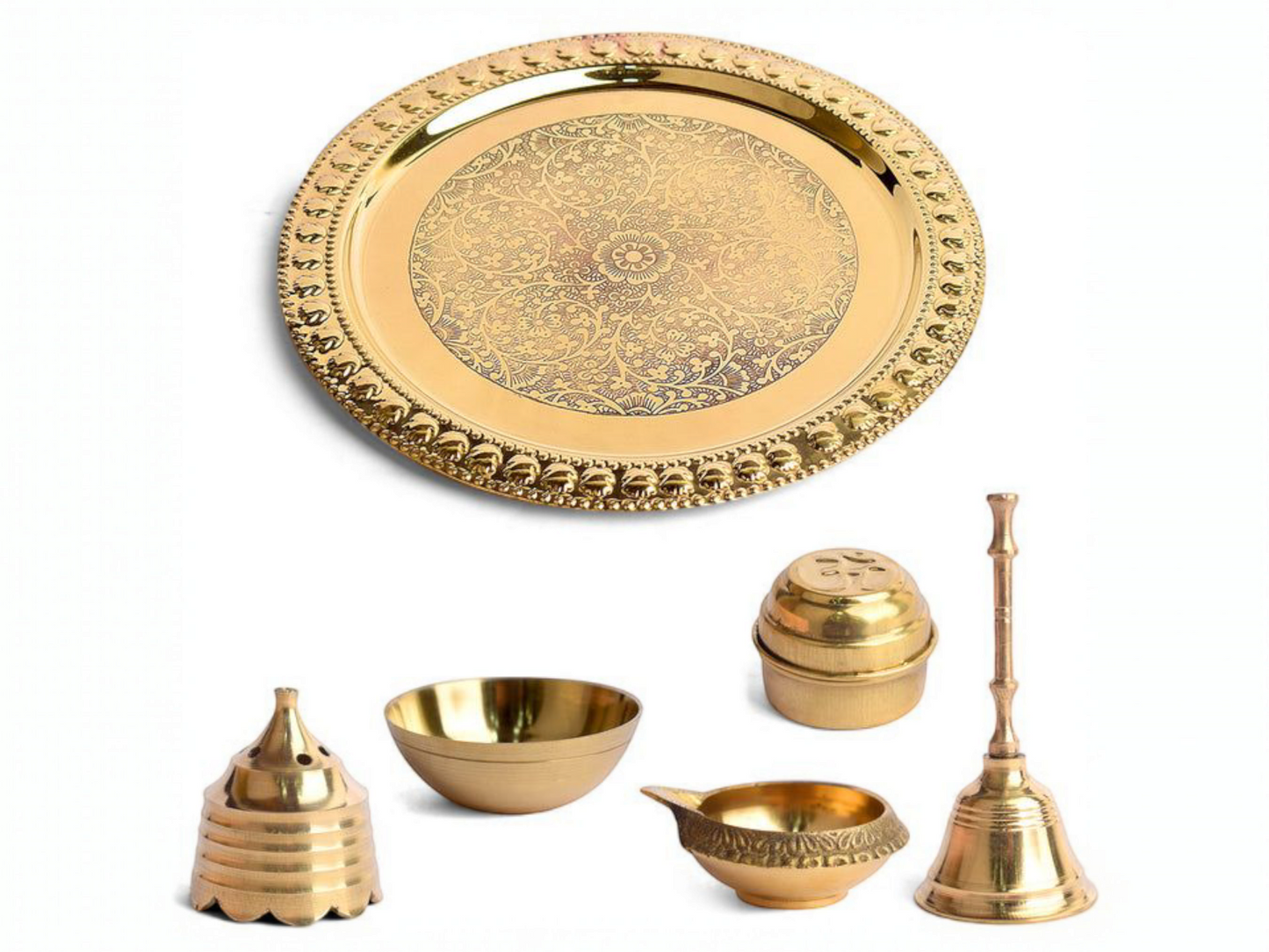 Elegant Brass Pooja Thali – Traditional Decorative Plate for Daily Rituals & Festive Puja