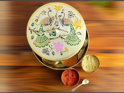 ✨ Premium Brass Masala Box – Traditional Spice Storage Organizer | Handmade Kitchen Masala Dabba