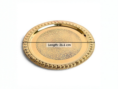 Elegant Brass Pooja Thali – Traditional Decorative Plate for Daily Rituals & Festive Puja