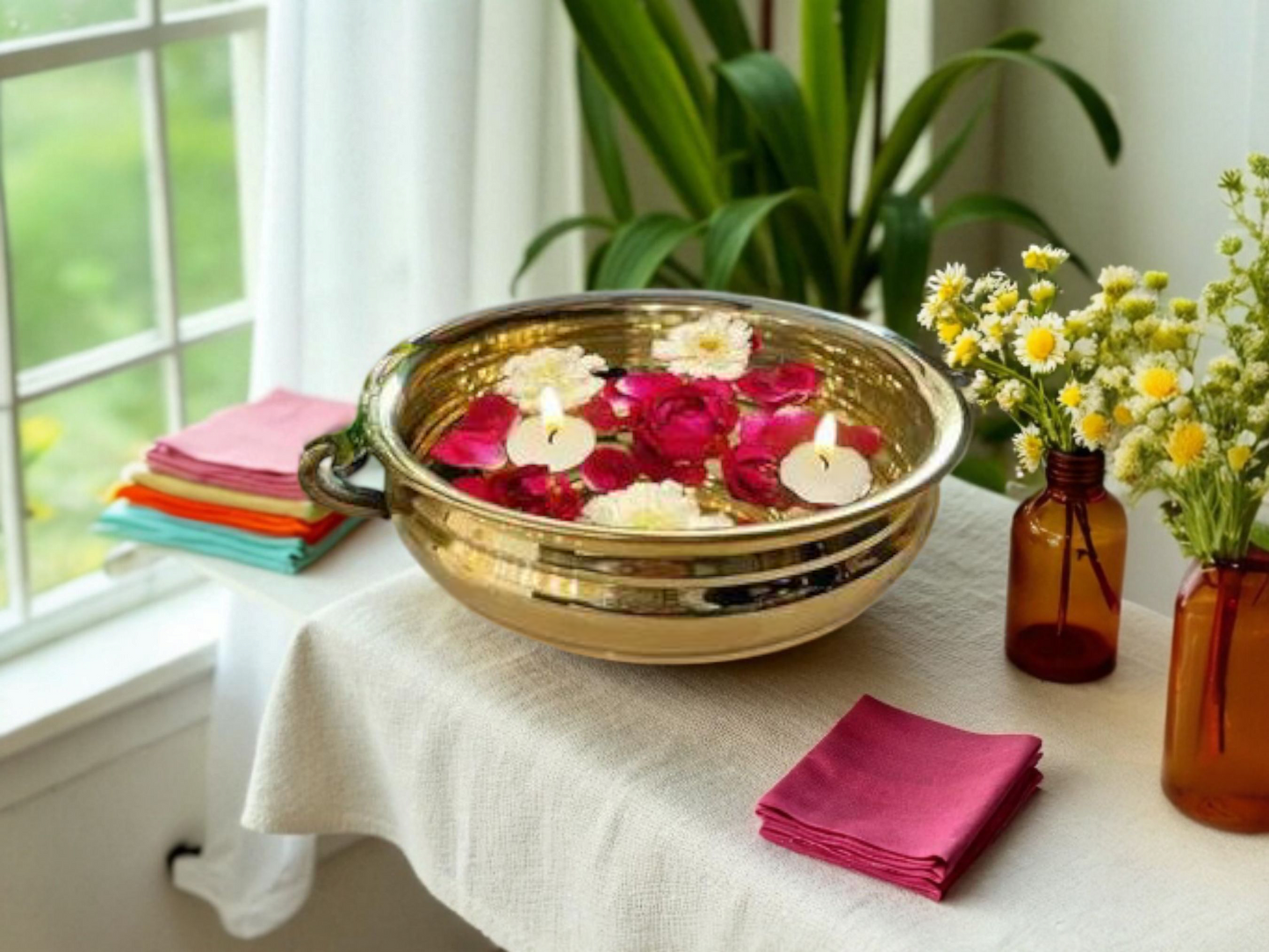 ✨ Elegant Brass Urli Bowl – Traditional Indian Décor for Home & Festive Celebrations ✨