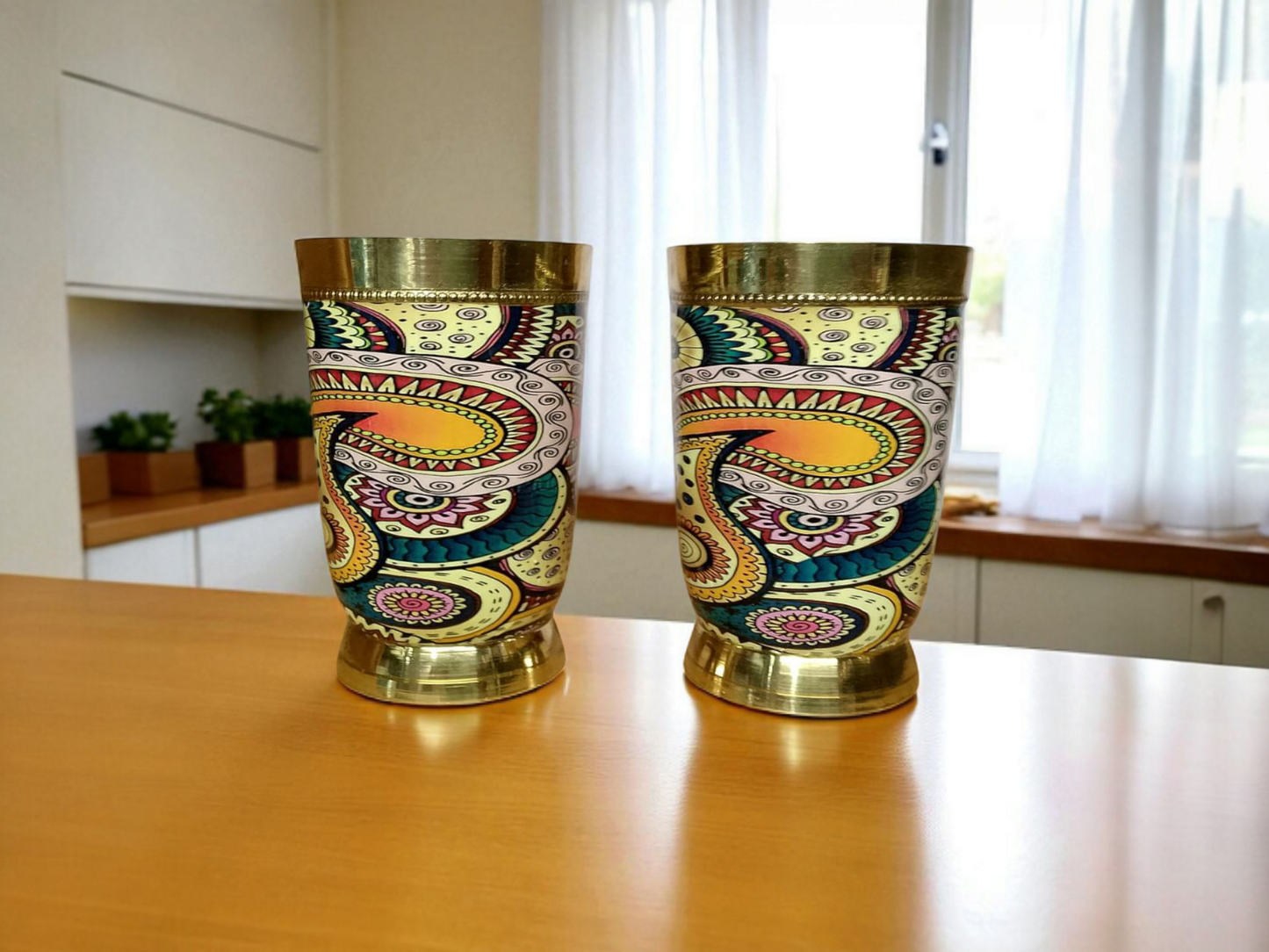 Elegant Brass Meena Glass – Handcrafted Royal Drinkware for Everyday Luxury ✨
