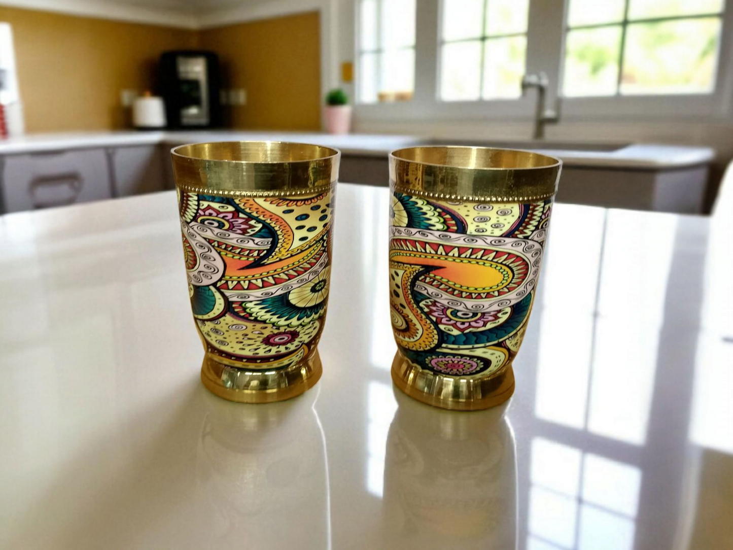 Elegant Brass Meena Glass – Handcrafted Royal Drinkware for Everyday Luxury ✨