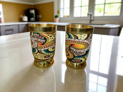 Elegant Brass Meena Glass – Handcrafted Royal Drinkware for Everyday Luxury ✨
