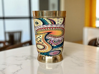 Elegant Brass Meena Glass – Handcrafted Royal Drinkware for Everyday Luxury ✨