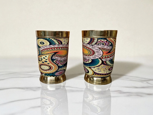 Elegant Brass Meena Glass – Handcrafted Royal Drinkware for Everyday Luxury ✨