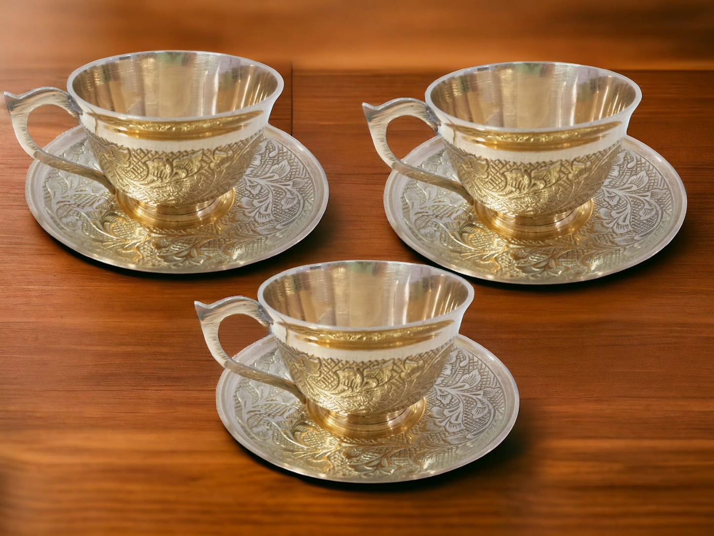 "Handmade Brass Cup and Saucer Set – Traditional Indian Tea & Coffee Mug for Home Décor & Gifting