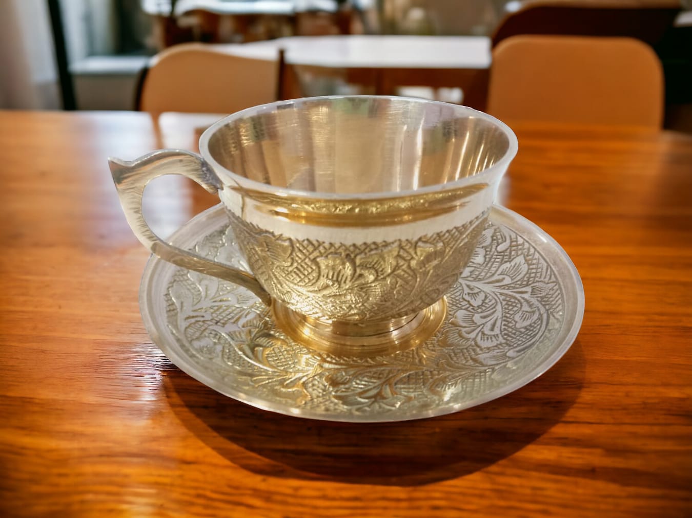 "Handmade Brass Cup and Saucer Set – Traditional Indian Tea & Coffee Mug for Home Décor & Gifting