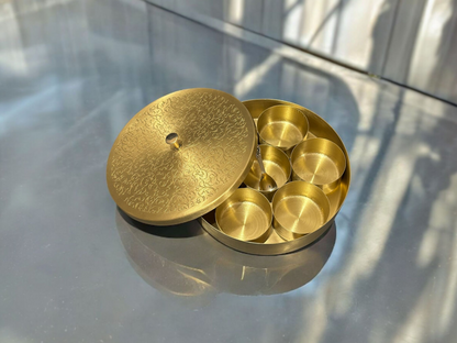 ✨ Premium Handmade Brass Masala Box – Traditional Indian Spice Storage Organizer | Kitchen Masala Dabba