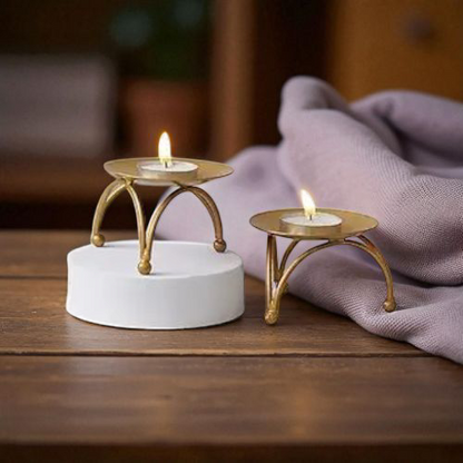 Craft Glowries Gold Metal T-Light Holder – Elegant Painted Finish for Home Décor & Gifting