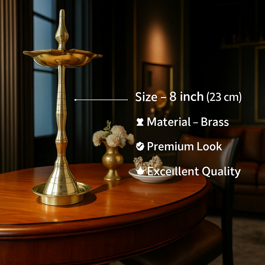 ✨ Elegant Brass Kerala Fancy Diya – Traditional Oil Lamp for Auspicious Decor & Gifting