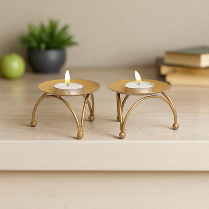 Craft Glowries Gold Metal T-Light Holder – Elegant Painted Finish for Home Décor & Gifting