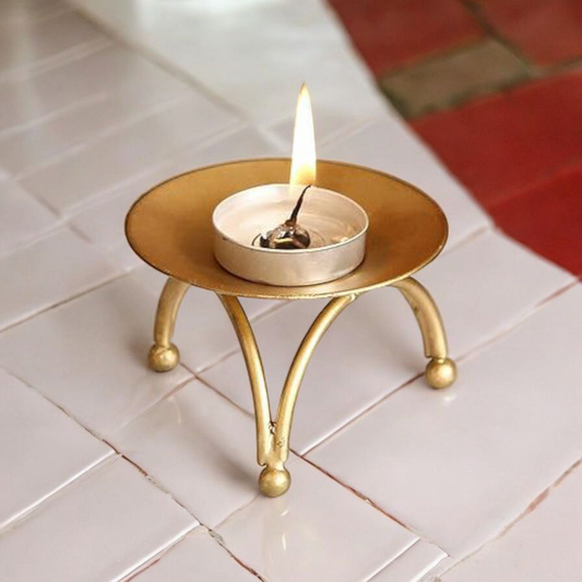 Craft Glowries Gold Metal T-Light Holder – Elegant Painted Finish for Home Décor & Gifting