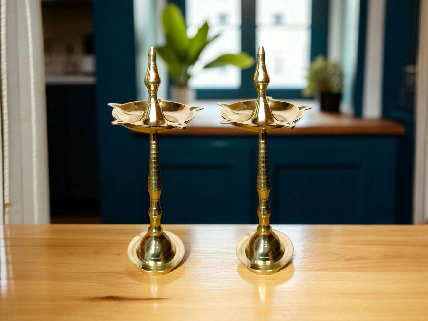 ✨ Elegant Brass Kerala Fancy Diya – Traditional Oil Lamp for Auspicious Decor & Gifting