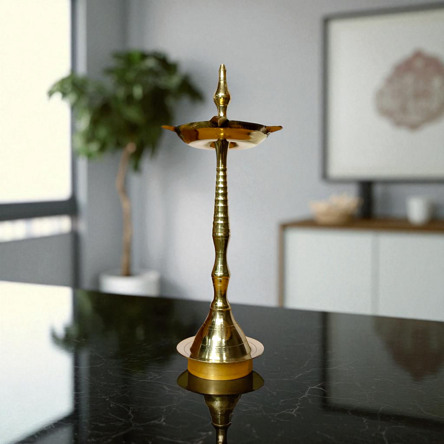 ✨ Elegant Brass Kerala Fancy Diya – Traditional Oil Lamp for Auspicious Decor & Gifting